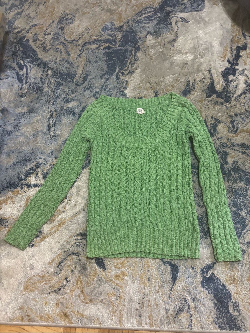 Old Navy Light Green Cable Knit Scoop-Neck Sweater